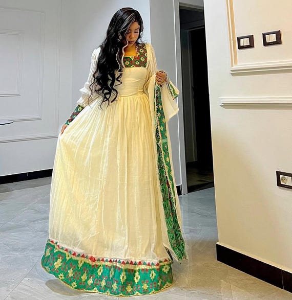 Ethiopian Cultural Dress, Zuria Habesha Tibeb, Ethiopian Traditional  Wedding Dress Sale, New Tilet Habesha Kemis, Libs, Habesha Style Cloth