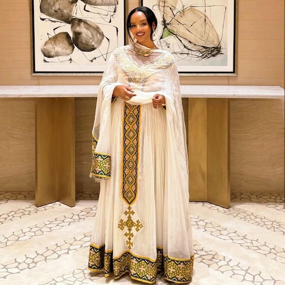 ethiopian casual dress New Ethiopian Traditional Kemis, Handmade Ye Habesha Zuria Attire, Tibeb,  Custom Ethiopian Dress Design, Habesha Gift, Habesha Women's Libs