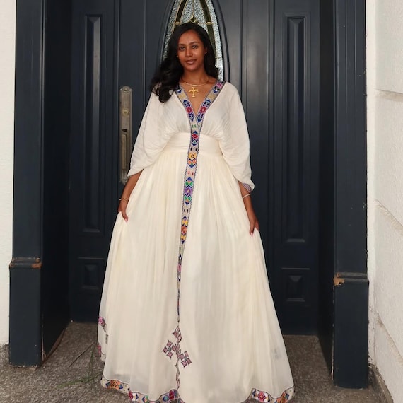 Ethiopian Cultural New Tilet Kemis, Zuria Tibeb, Ethiopian Traditional Wedding Dress, Modern Habesha Style