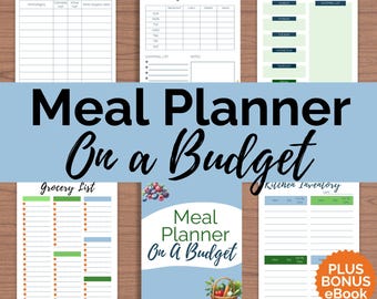 Meal Planner on a Budget, Budget Meal Planner, BONUS 5-Step Meal Planning on a Budget eBook included, Meal Planner Printable