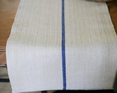 blue stripe grain sack table runner