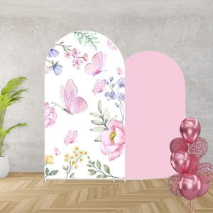 Floral Butterfly Arch Backdrop Cover: Baby Shower Birthday Party Decor