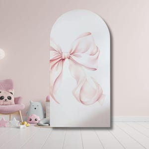 Pink Bow Balloon Arch Backdrop: Coquette Birthday, Baby Shower Decor