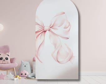 Pink Bow Balloon Arch Backdrop: Coquette Birthday, Baby Shower Decor