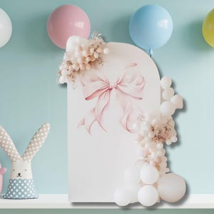 Pink Bow Balloon Backdrop: Coquette Baby Shower Decor