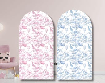 Safari Toile de Jouy Backdrop: Chinoiserie Hot Air Balloon Party Prop