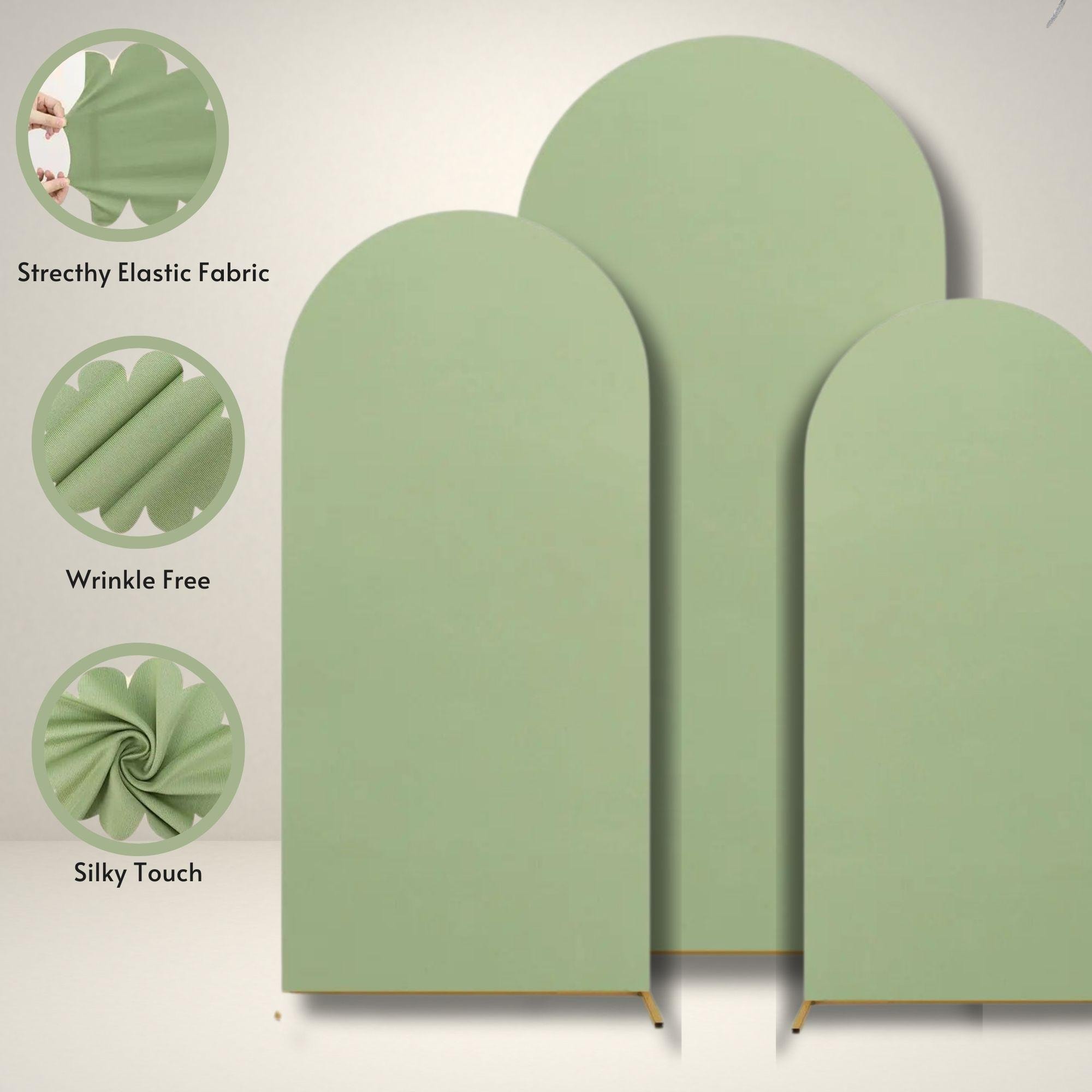 Sage Green Arch Backdrop Cover Set: Spandex Stretchy Fitted (4ft, 5ft, 6ft)