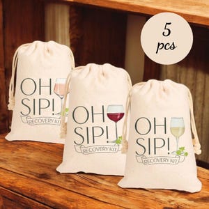 5 Pcs Hand-Drawn Hangover Kit Bags: Bachelorette Party Favors