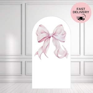 Pink Bow Chiara Backdrop: Coquette Party, Baby Shower Decor