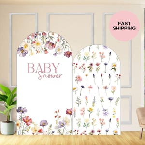 Floral Toile Baby Shower Backdrop: Watercolor Flower Arch