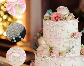 Ephlyn Perlen-Kuchenaufsatz-Set – 4-teilig Mit Herz & Schleife Für Hochzeit & Party