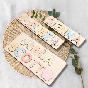 Rompecabezas de madera personalizado con nombre: regalo personalizado para bebé
