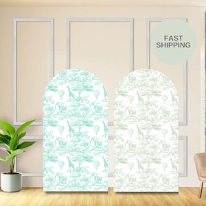 Toile De Jouy Safari Animal Baby Shower Backdrop: Chinoiserie Arch Party Photo Prop