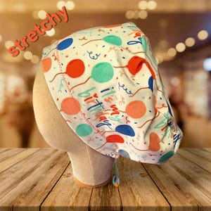 Birthday balloons Scrub Hat: Stretchy Cotton Euro Pixie Scrub Cap