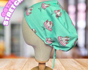 Pool Shark Scrub Hat: Cotton Stretch Jersey Euro Pixie Surgical Cap