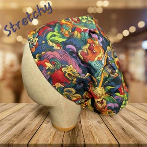 Japanese Monster Scrub Cap: Stretchy Cotton Euro Pixie Style