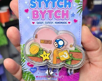 Porta credenciales con diseño de juego retro (con pinza de cocodrilo)
