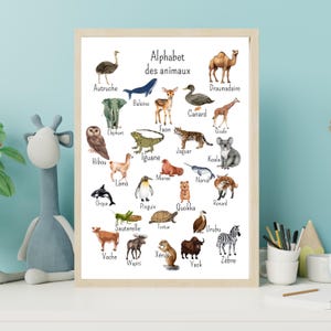 Affiche Alphabet Français pour Enfants, ABC des Animaux, Poster éducatif et décoratif pour chambre et salle de classe