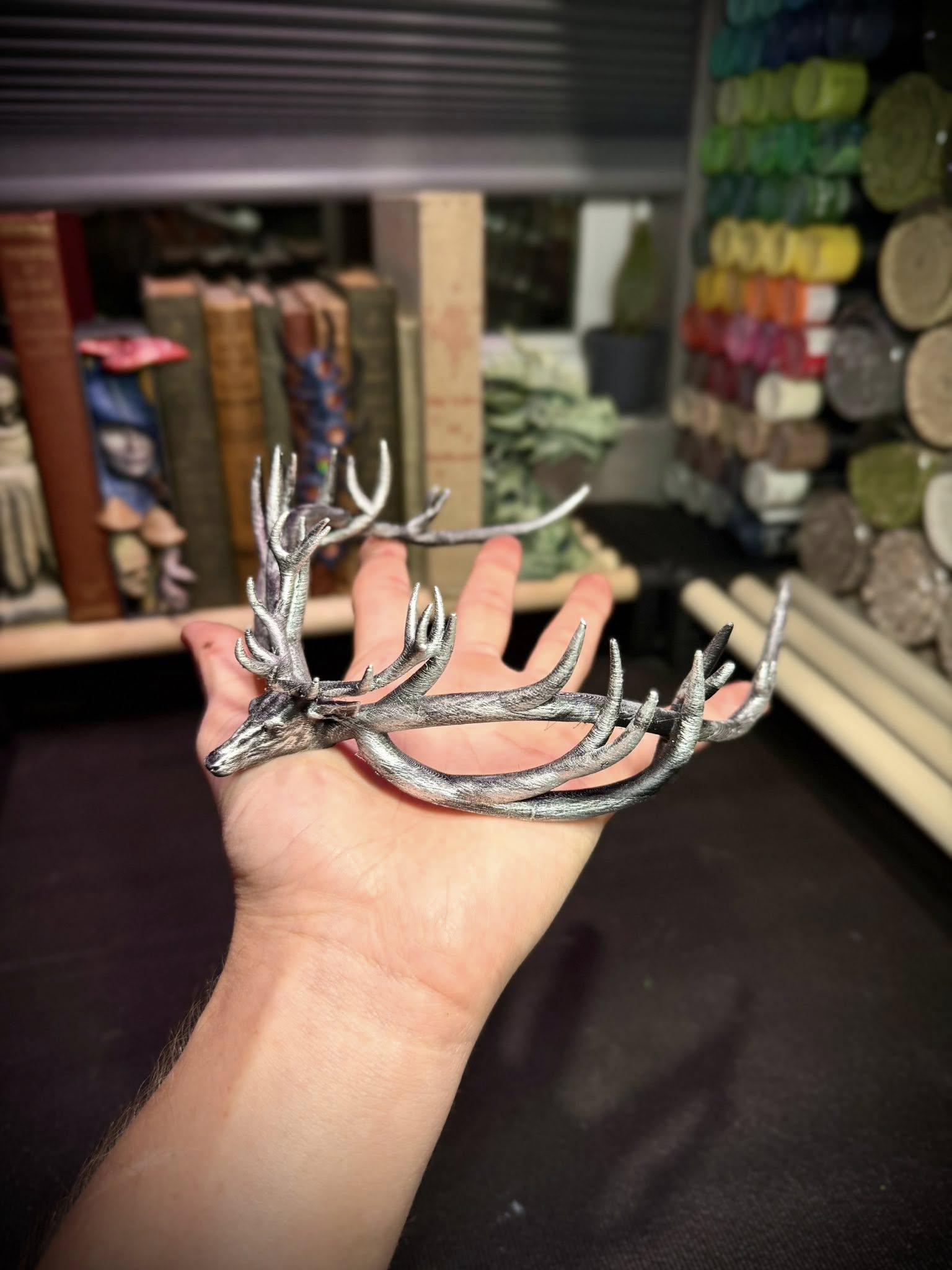 Quartz Crystal crown with stag head Faux Taxidermy Crowned Deer Head Wall Mount, Stag Decor - Etsy main image 3