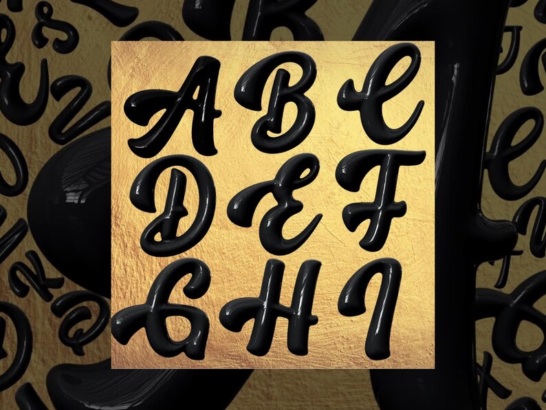 Luxury Letters PNG & SVG, 3D Balck Chunky Alphabet, Instant Download ...
