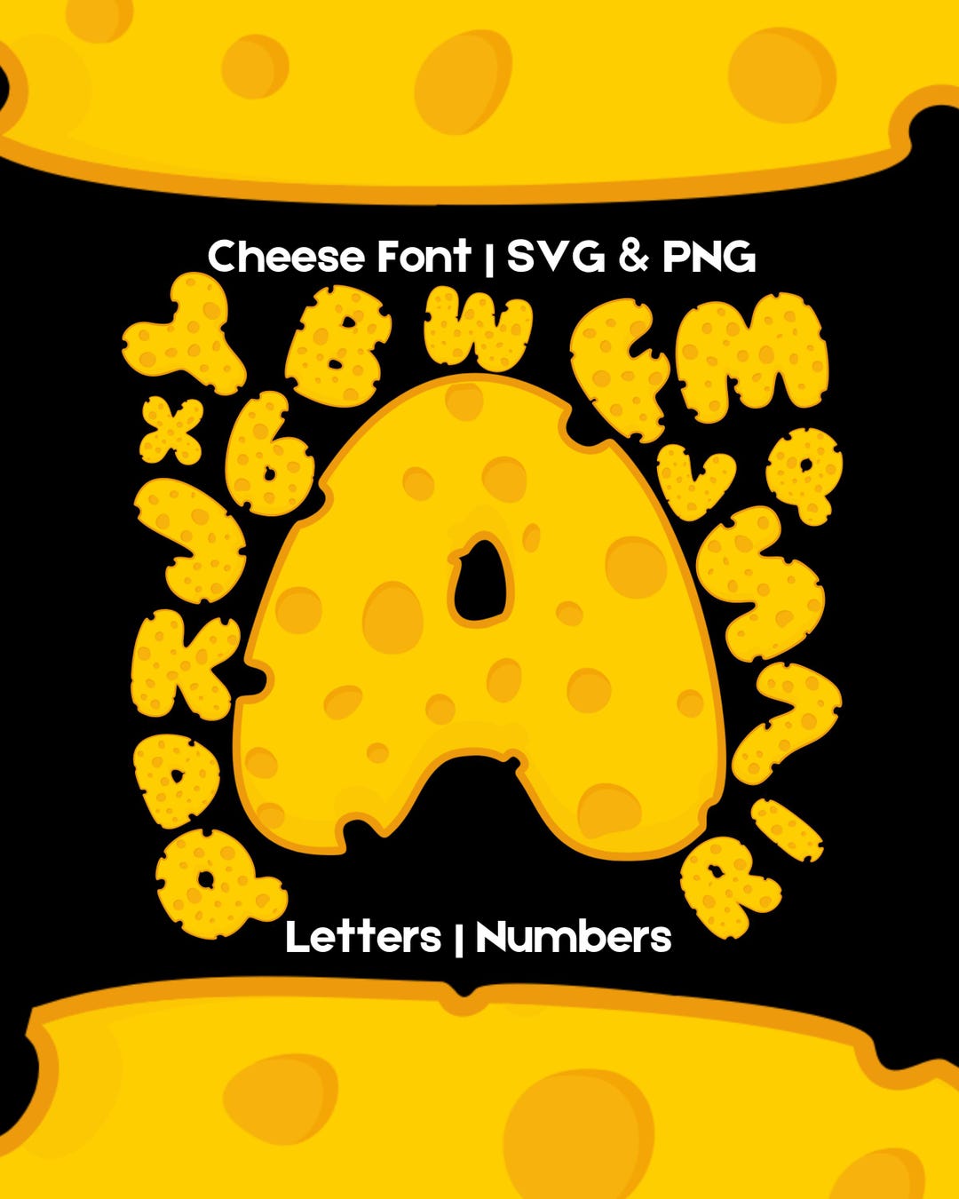 Cheese Font | Funny Food Alphabet SVG PNG Clipart - Etsy