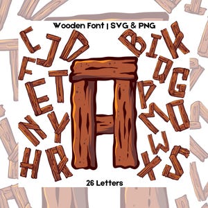 Wooden Letters SVG PNG Alphabet, Wood letter, Rustic font, Retro Alphabet, Wood Letters, Instant Download, Wooden Clipart, Wooden Typography