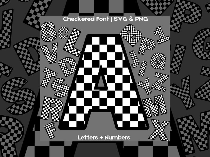 Checkered Letters & Numbers SVG PNG: Racing Font (digital Download) - Etsy