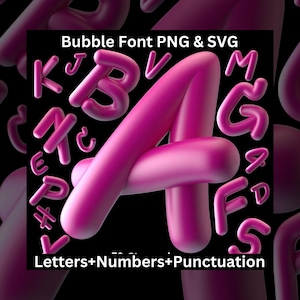 Fuente SVG PNG con letras, números y signos de puntuación gruesos, fuente rosa burbujeante, alfabeto grueso, efecto de texto burbujeante, alfabeto punk, fuente rosa intenso 3D