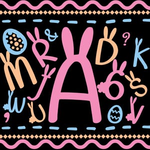 Paasbrieven PNG en SVG, handgeschreven cartoon lettertype, konijn alfabet, Pasen lettertype, cartoon alfabet, Pasen afdrukbare decoratie clipart