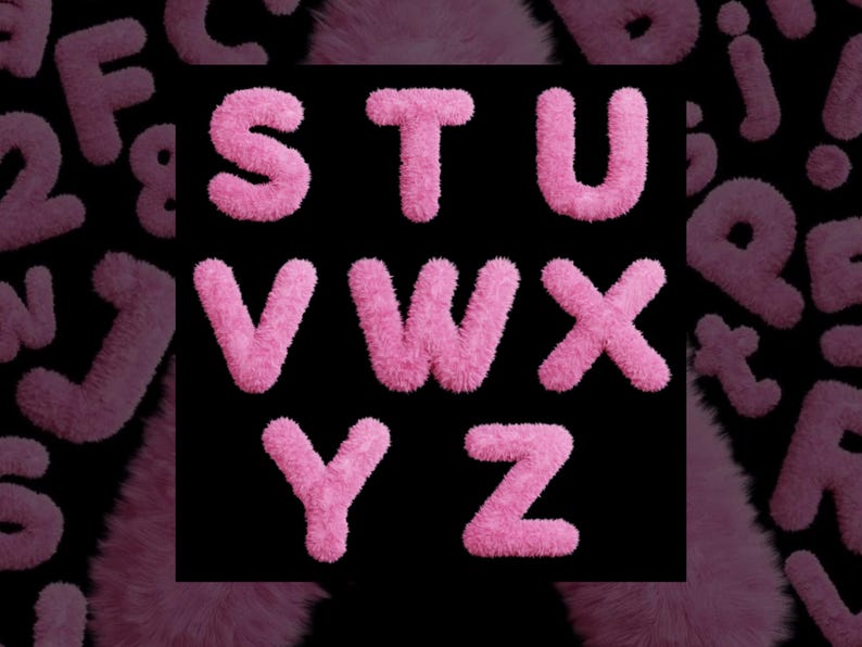 Pink Furry Font: 3D Fluffy Letters, Numbers, Punctuation (SVG, PNG) - Etsy