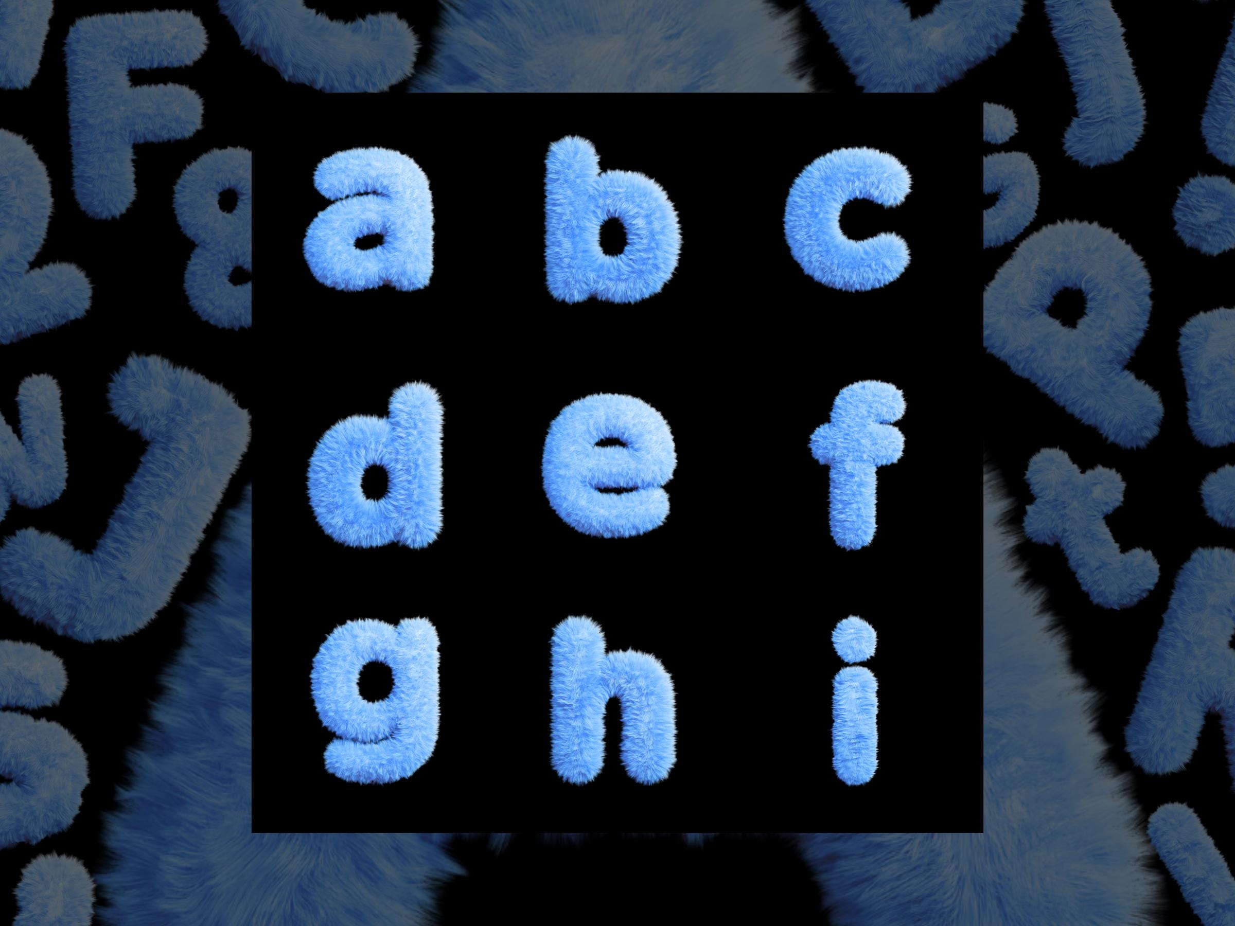 Blue Furry Font: 3D Fluffy Letters, Numbers, Punctuation (SVG, PNG) - Etsy
