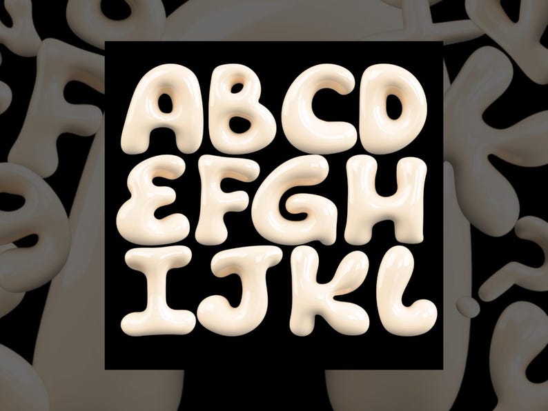 Malleable Lettering 3D Bubbly Beige Font: Letters, Numbers, Punctuation (SVG PNG) - Etsy