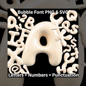 Bubbly Letters Cijfers en leestekens SVG PNG, 3D-beige alfabet, ballonletters, beige bubbels alfabet, bubbels lettertype, bubbels lettertype A002