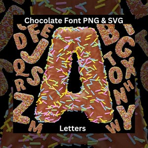 Chocolate Letters SVG & PNG, 3D Chocolate Donut letters, Realistic Donut font, Sweet Alphabet, Chocolate clipart Letters, Instant Download