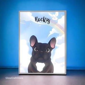 Customizable Anime Pet Night Light | Personalized USB LED Painting Lamp | Gift for Pet Lovers | Pet Keepsake Light, Pet Loss Gift Grief