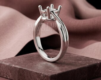 Custom Diamond Semi Mount Ring Oval Cut Twisted Setting Split Shank Intertwined Mount DIY Engagement Blank Silver Or Solid Gold Ring Mount