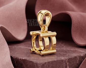 Round Solitaire Pendant Semi Mount Setting DIY 4-Prong Solitaire Mountings 925 Sterling Silver 10k Gold Platinum Blank Gemstone Basket Frame