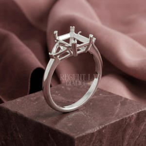 Custom Diamond Semi Mount Ring Setting 3 Stone Empty Engagement Ring Blank Personalized 14k Solid Gold Replacement DIY Bridal Mount Jewelry