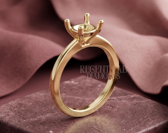14k Gold Ring Setting Blank Cathedral Semi-Mount Ring for Cushion Cut Personalized Lab Grown Diamond Wedding Band Empty Ring Mounts