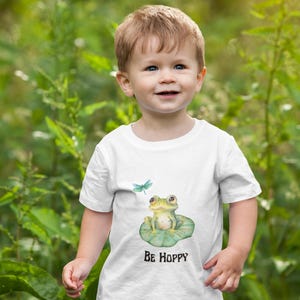 Be Hoppy Toddler T-shirt - Cute Frog Design, Kids Summer Shirt, Baby Gift, Toddler Apparel, Fun Playtime Tee