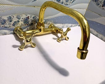 Handmade Brass Wall-Mount Faucet – Vintage Style Tap for Kitchen or Bathroom,