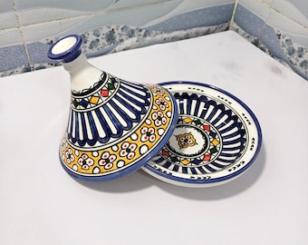 Hand-Painted Moroccan Ceramic Tagine – Decorative Traditional Serving Dish, Artisan Tableware for Home Decor
