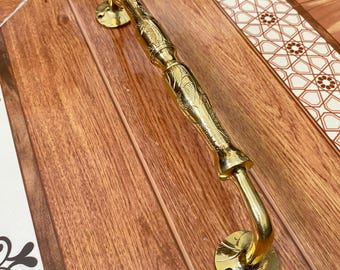 Hand Carved Brass Door Handle: Traditional Moroccan Decor