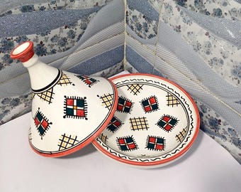 Moroccan Handmade Ceramic Tagine | Traditional Berber Pattern | Decorative & Functional Tableware