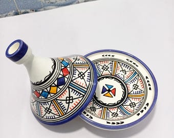 Handmade Moroccan Ceramic Tagine – Colorful Geometric Patterns for Kitchen Decor