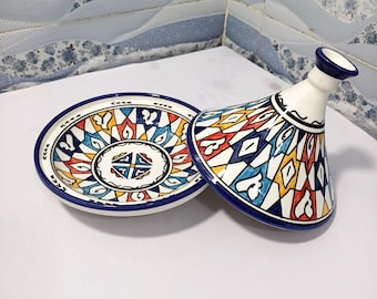 Colorful Moroccan Ceramic Tagine | Hand-Painted Berber Pottery | Decorative & Functional Tableware
