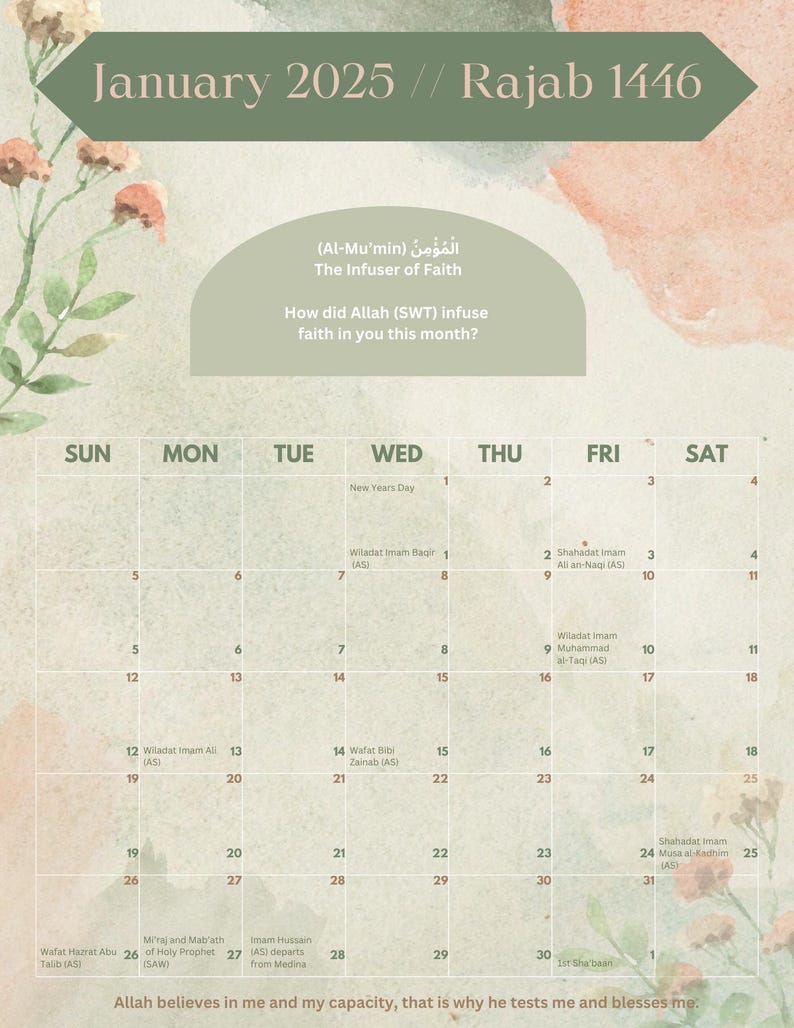 2025 Shia Islamic Hijri and English Calendar iPad Version Etsy