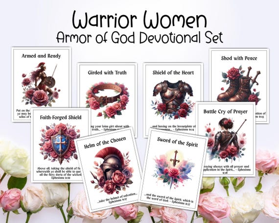 Armor of God Devotional Cards for Women, Armor of God Artwork, Put On the Full Armor of God Print Out Study Cards for Women's Ministry