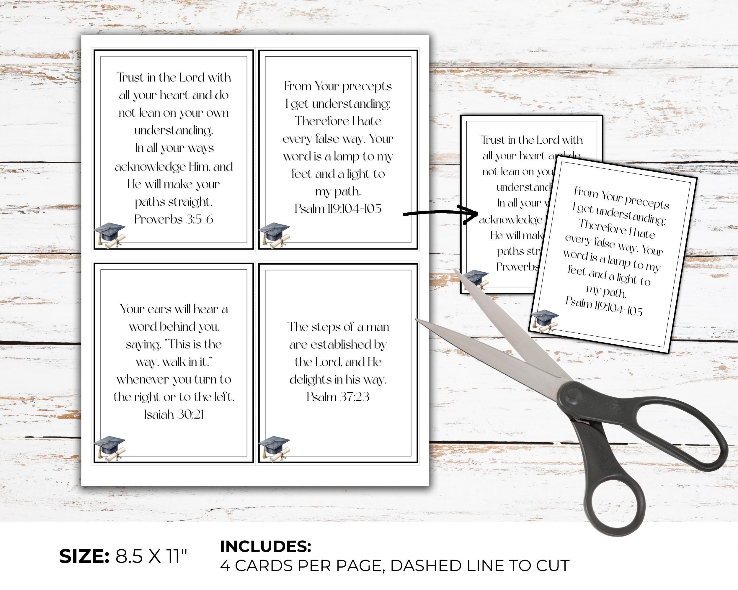Scripture Labels Graduation Graduation Scripture Cards | Printable Bible Verse Card Set | Christian ...