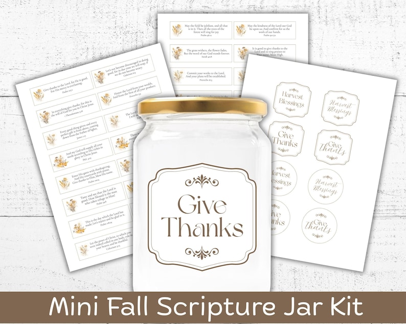Container Jars With Script Mini Scripture Jar Printable | 32 Bible Verses + 8 Jar Labels | DIY ...